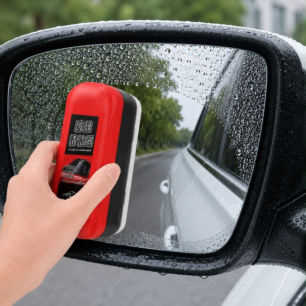 Limpiador de vidrios para auto en uso