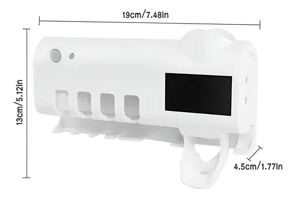Porta cepillos de pared con luz UV: medidas