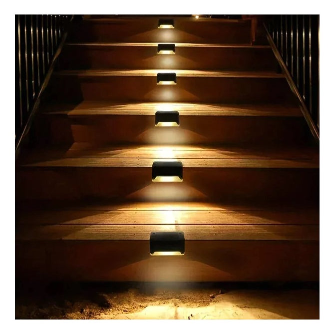 Set x4 lámparas solares LED para escalones y jardín