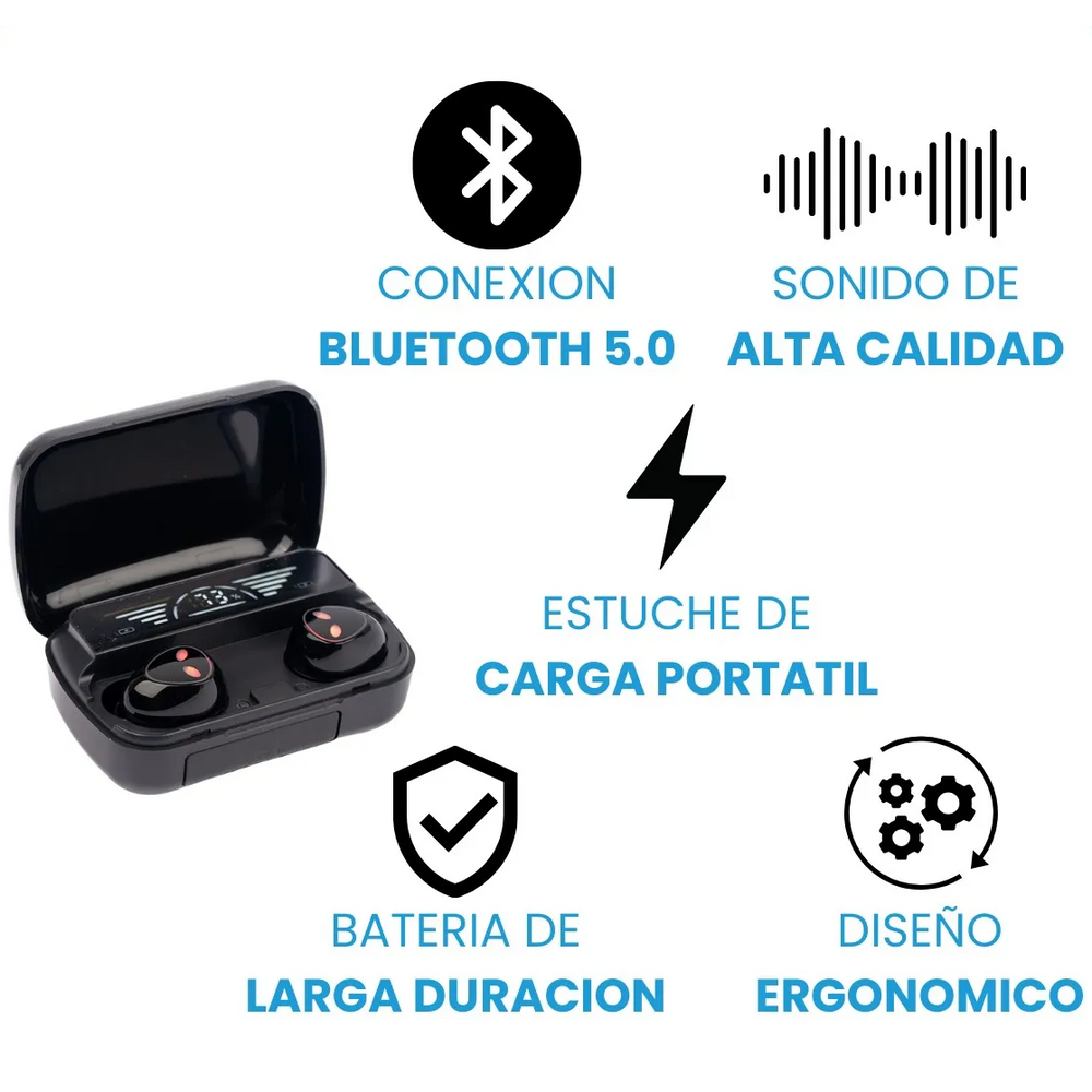 Auriculares inalámbricos Bluetooth con pantalla LED en el estuche