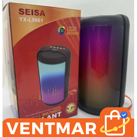 Parlante Bluetooth portátil con luces RGB y correa