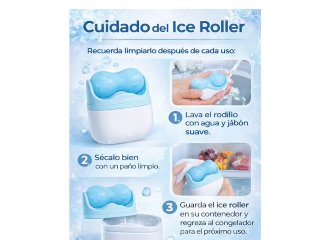 Ice roller facial en uso