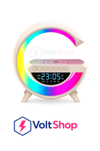 Parlante Bluetooth 6 en 1 con velador RGB, reloj y cargador inalámbrico