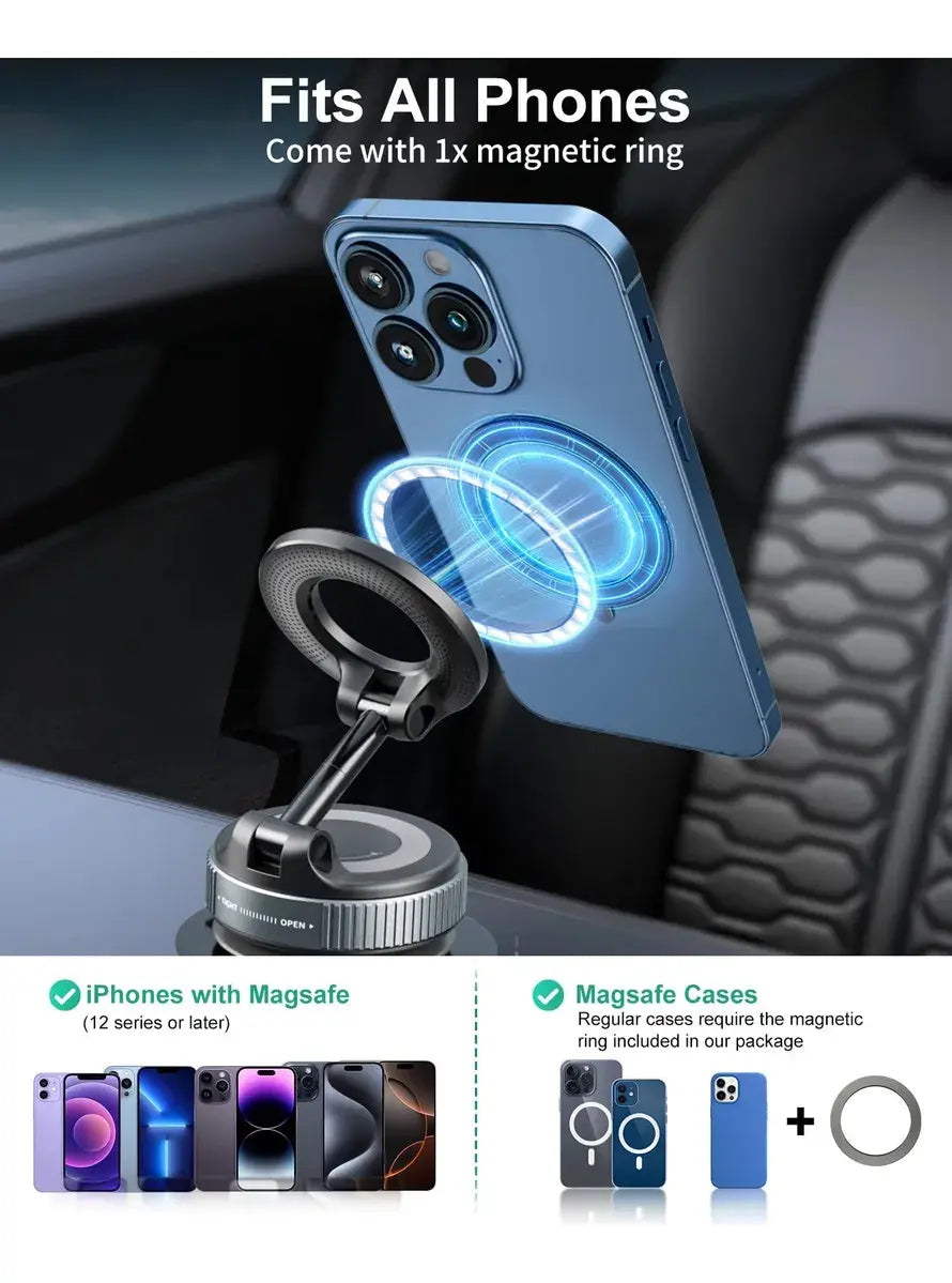 Soporte magnético para celular colocado en el auto