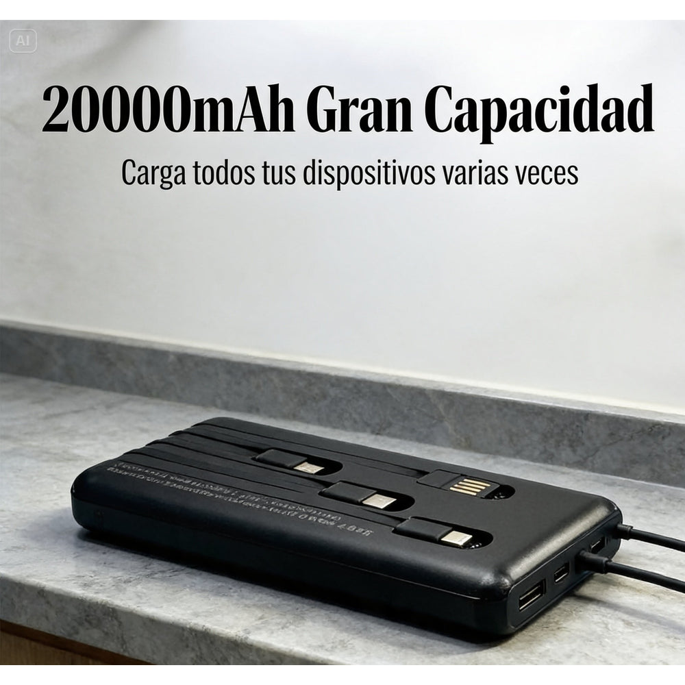 Power bank 20.000 mAh con cables integrados