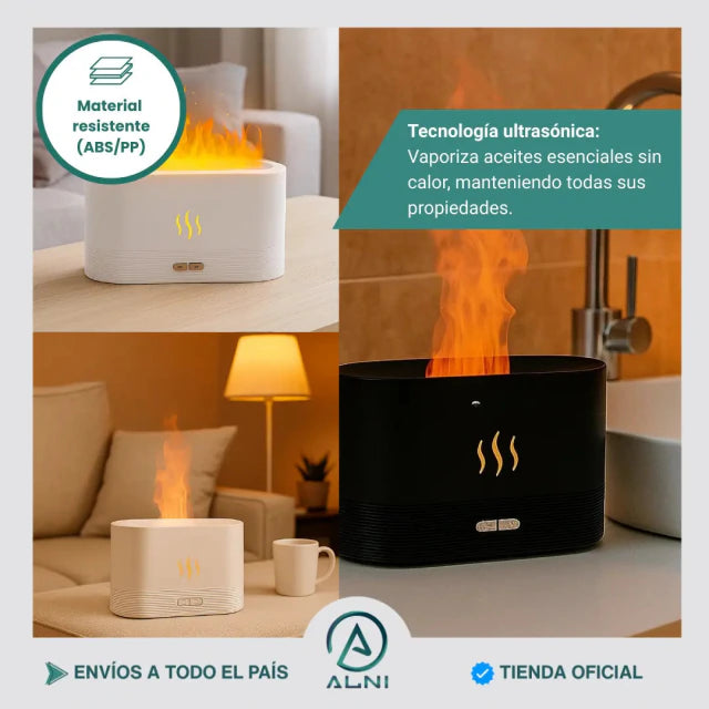 Humidificador difusor de aromas con efecto llama