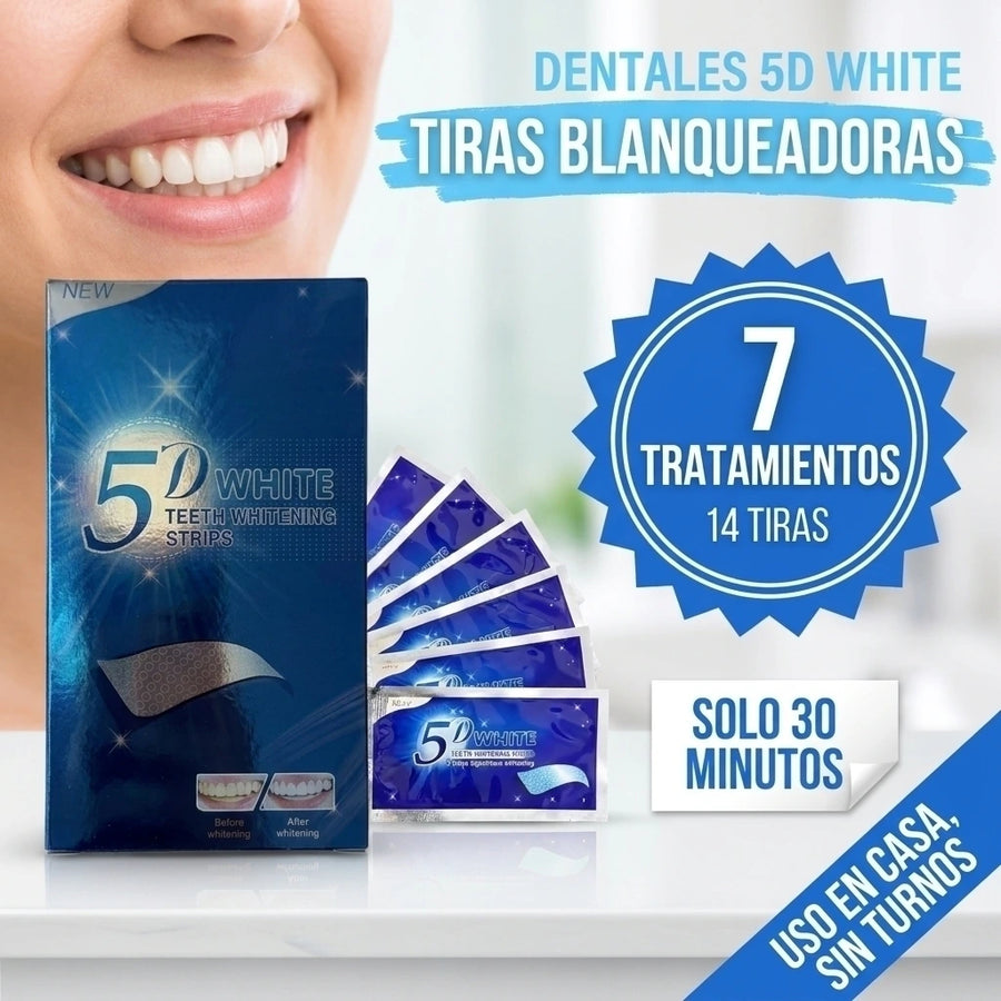 Tiras blanqueadoras dentales 5D White: 7 tratamientos con guía de tonos
