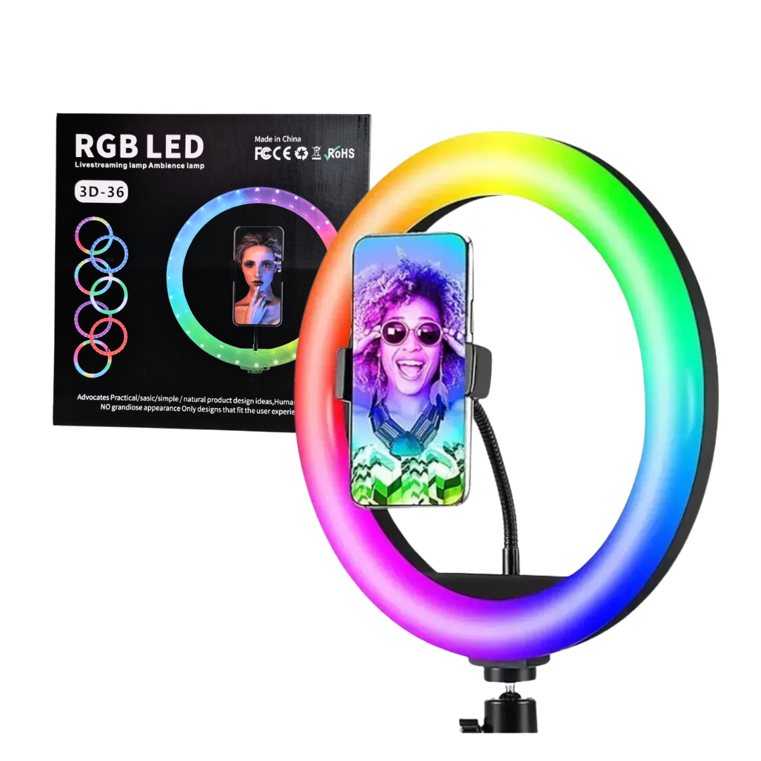 Aro de luz 3D profesional RGB 36 cm