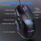 Mouse gamer RGB con cable G6 de 9 botones