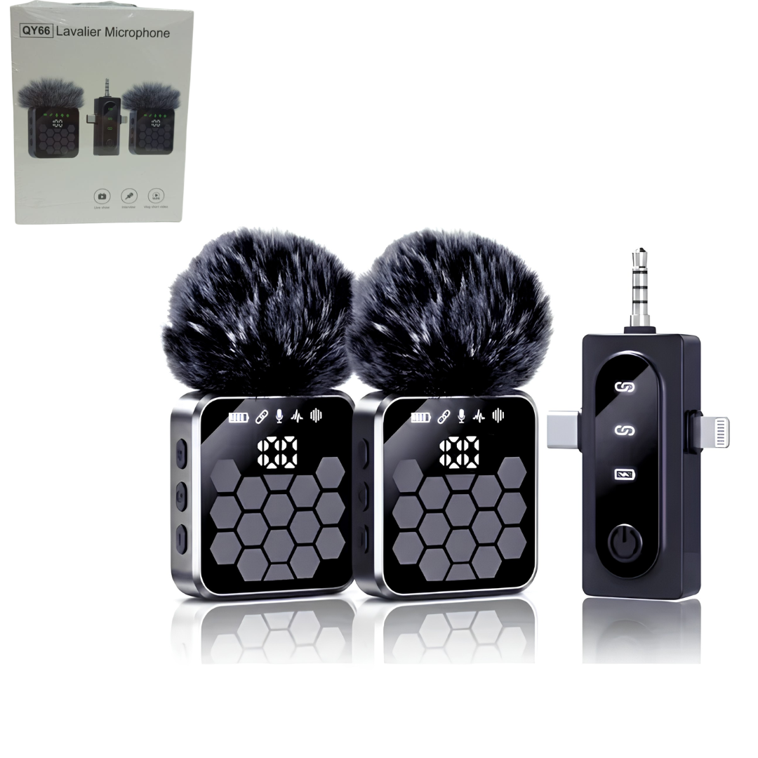 Micrófono corbatero doble QY66 lavalier