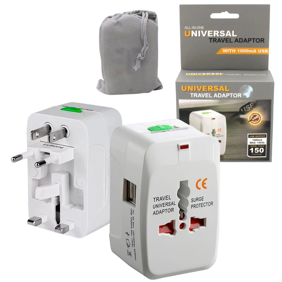 Adaptador universal de viaje con 2 USB