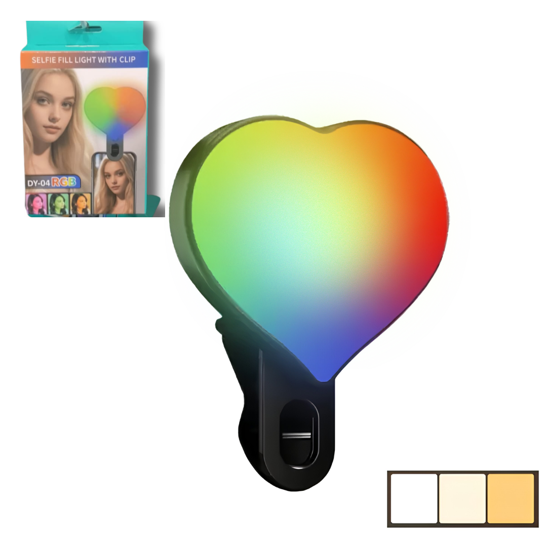 Luz para selfies con clip RGB de 3 tonos DY-04