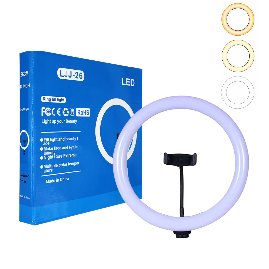 Aro de luz LED 10 pulgadas, tonos blancos