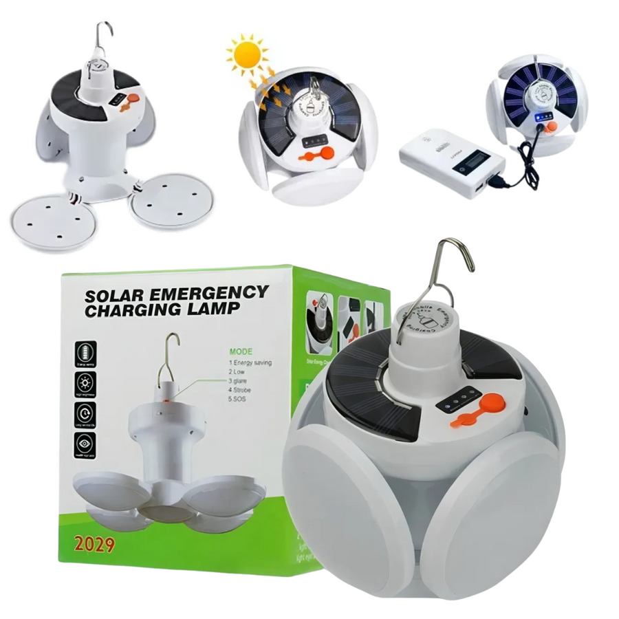 Doble carga: panel solar y USB.