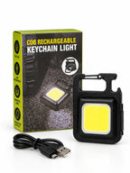 Linterna LED recargable de llavero con imán, gancho y destapador 3 modos