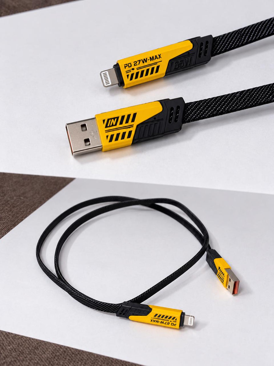 Cable 4 en 1 para iPhone y USB-C 65 W plano reforzado 90 cm