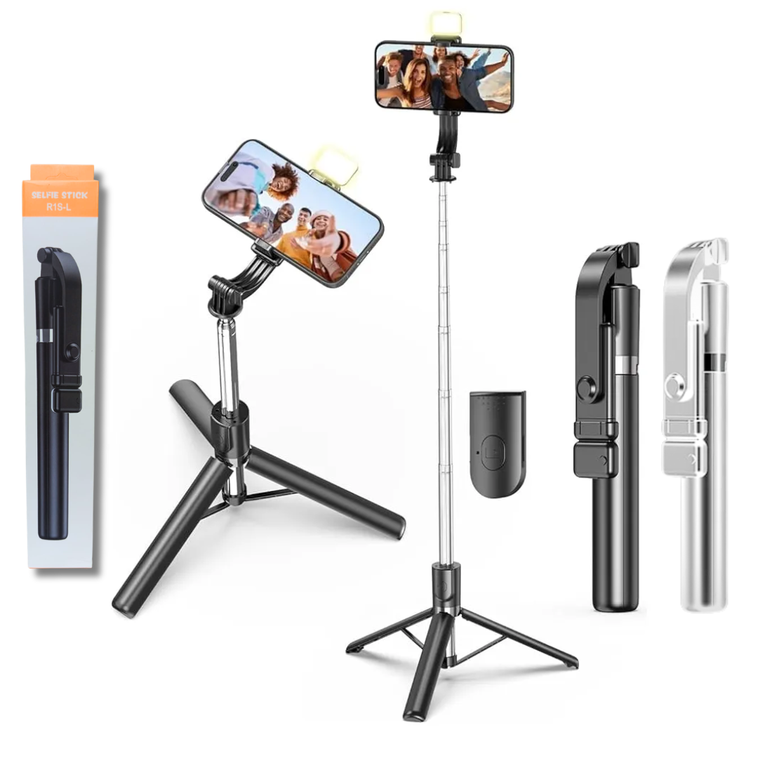 Palo selfie Bluetooth con trípode y luz R1S-L (170 cm)