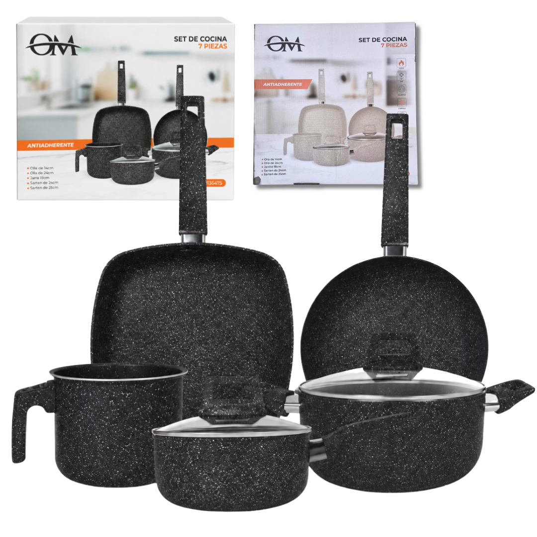 Set de ollas antiadherentes x7 piezas