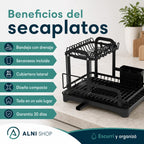 Secaplatos escurridor de 2 niveles con bandeja