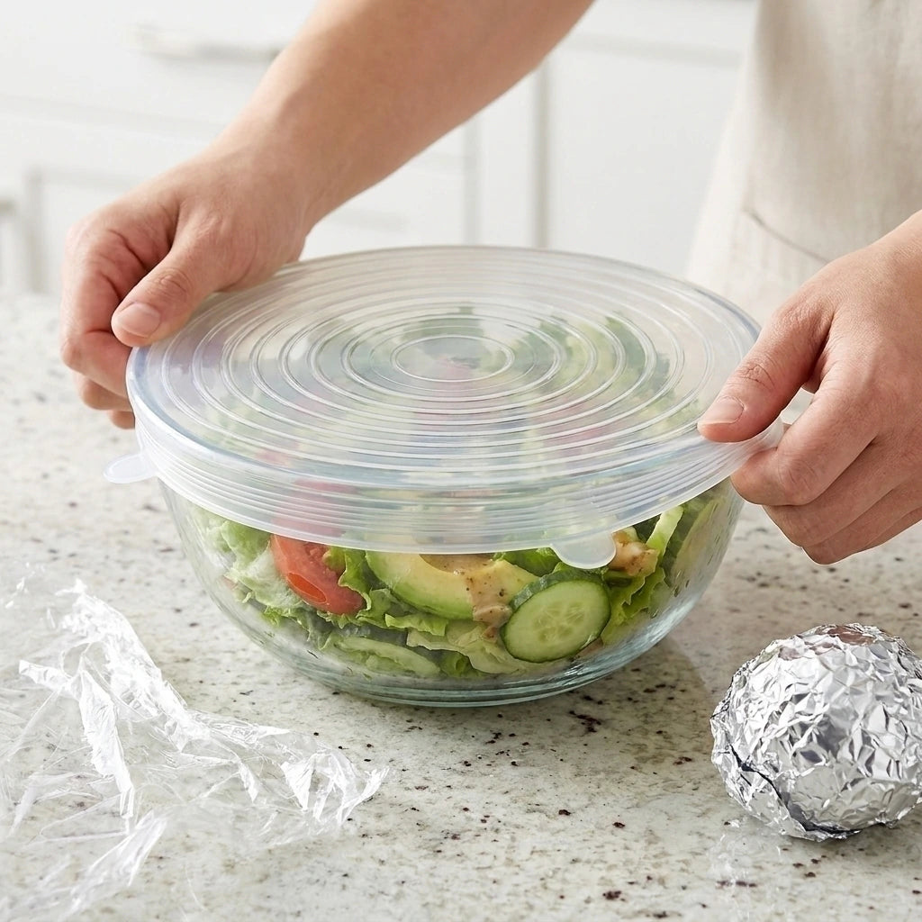 Combo Cocina Ordenada: Set x10 contenedores con división + 6 tapas de silicona