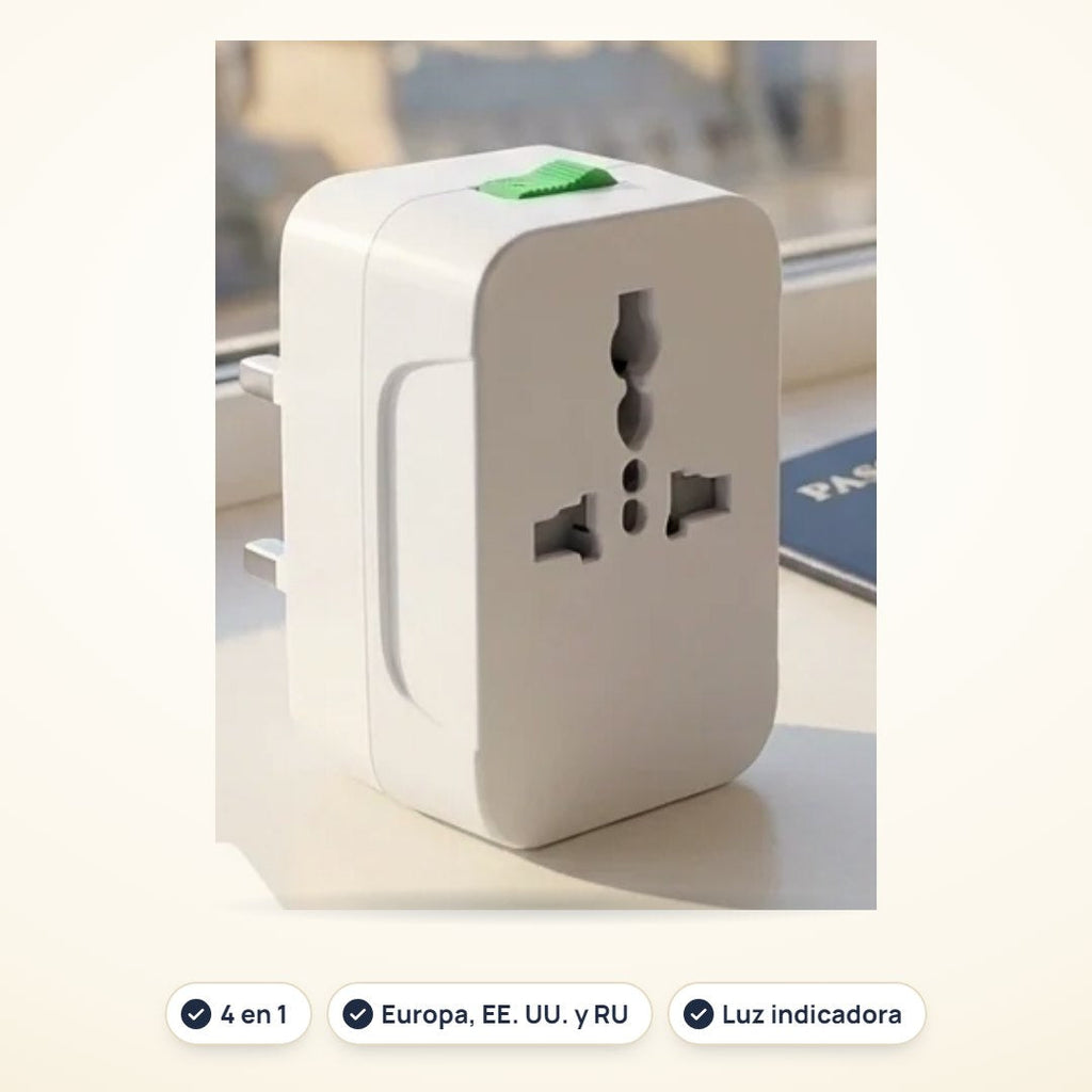Combo Viaje Cargado: Power bank 10.000 mAh con 4 cables + Adaptador universal de viaje