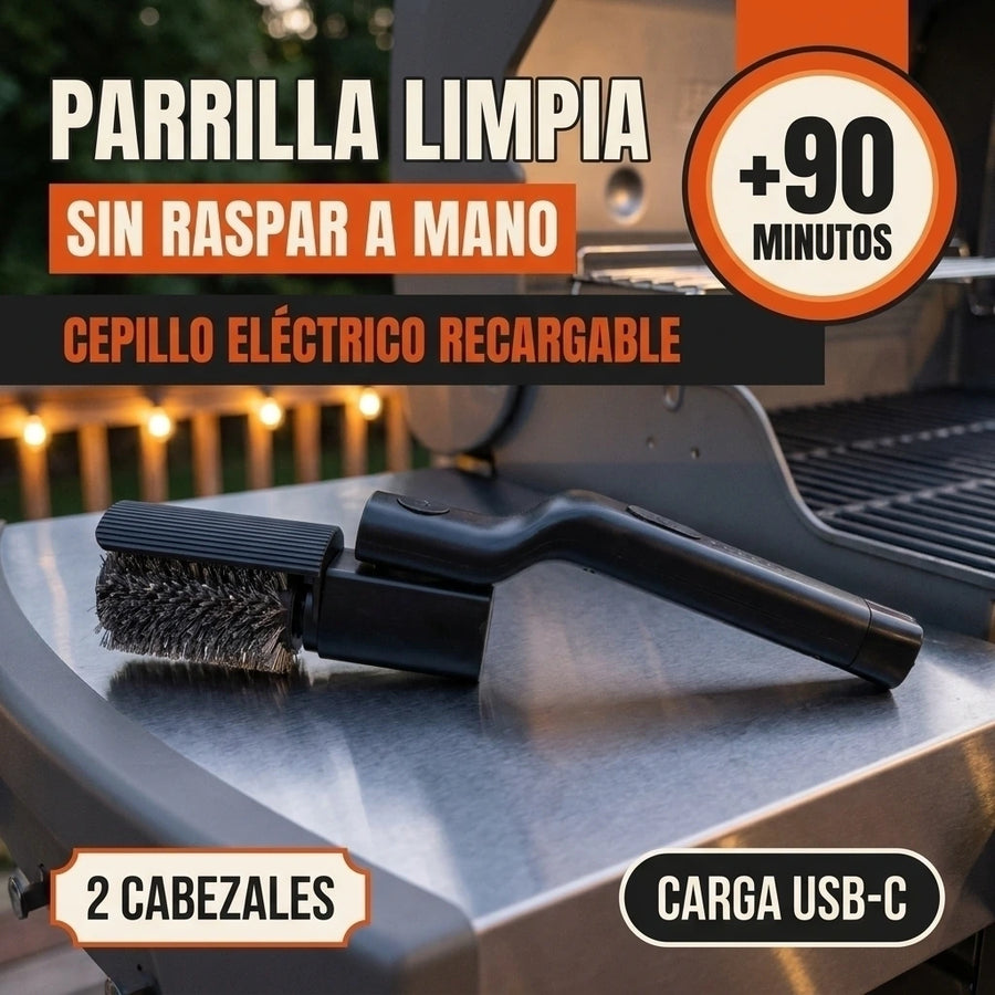 Cepillo eléctrico rotativo para parrilla y cocina recargable