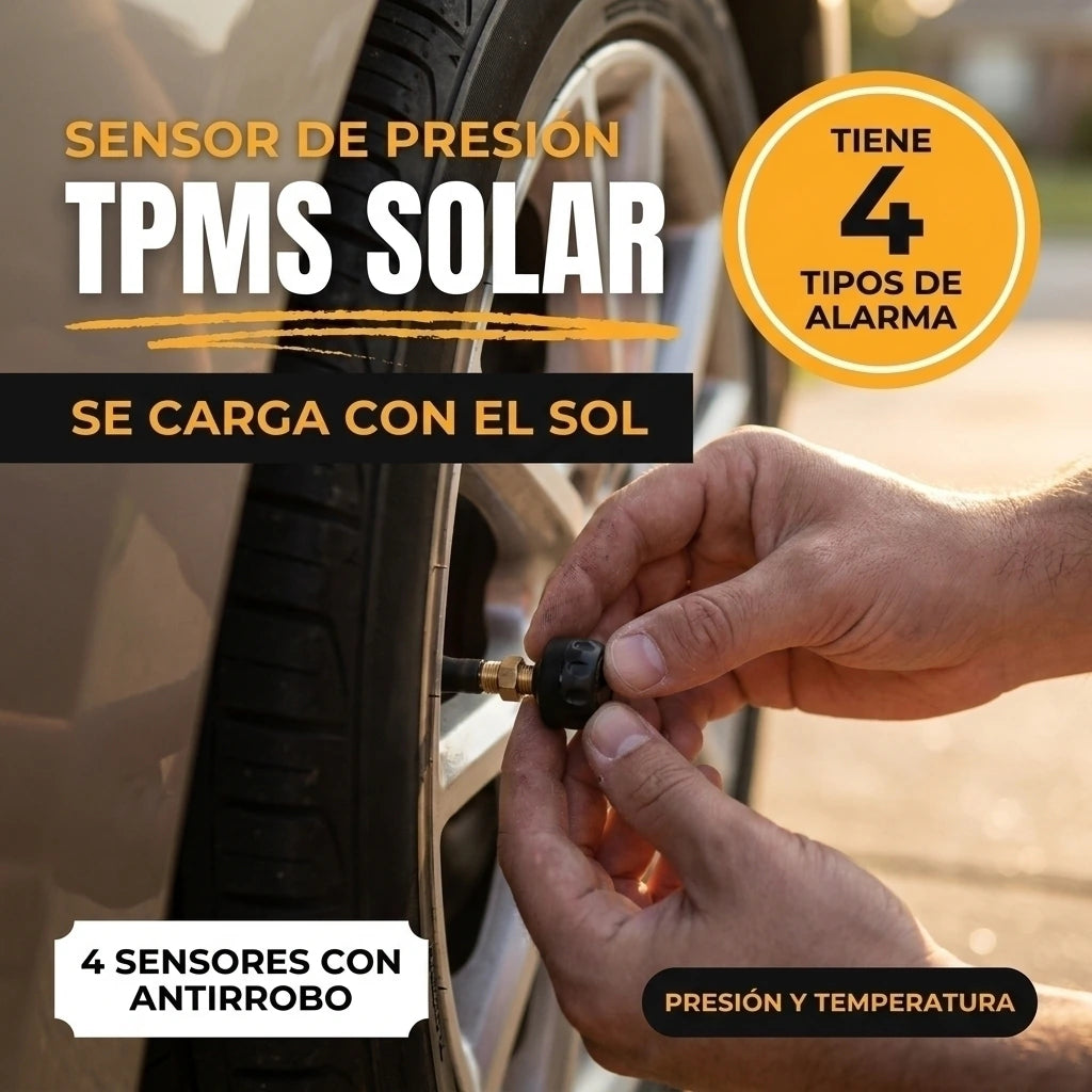 Monitor solar de presión de neumáticos TPMS con 4 sensores
