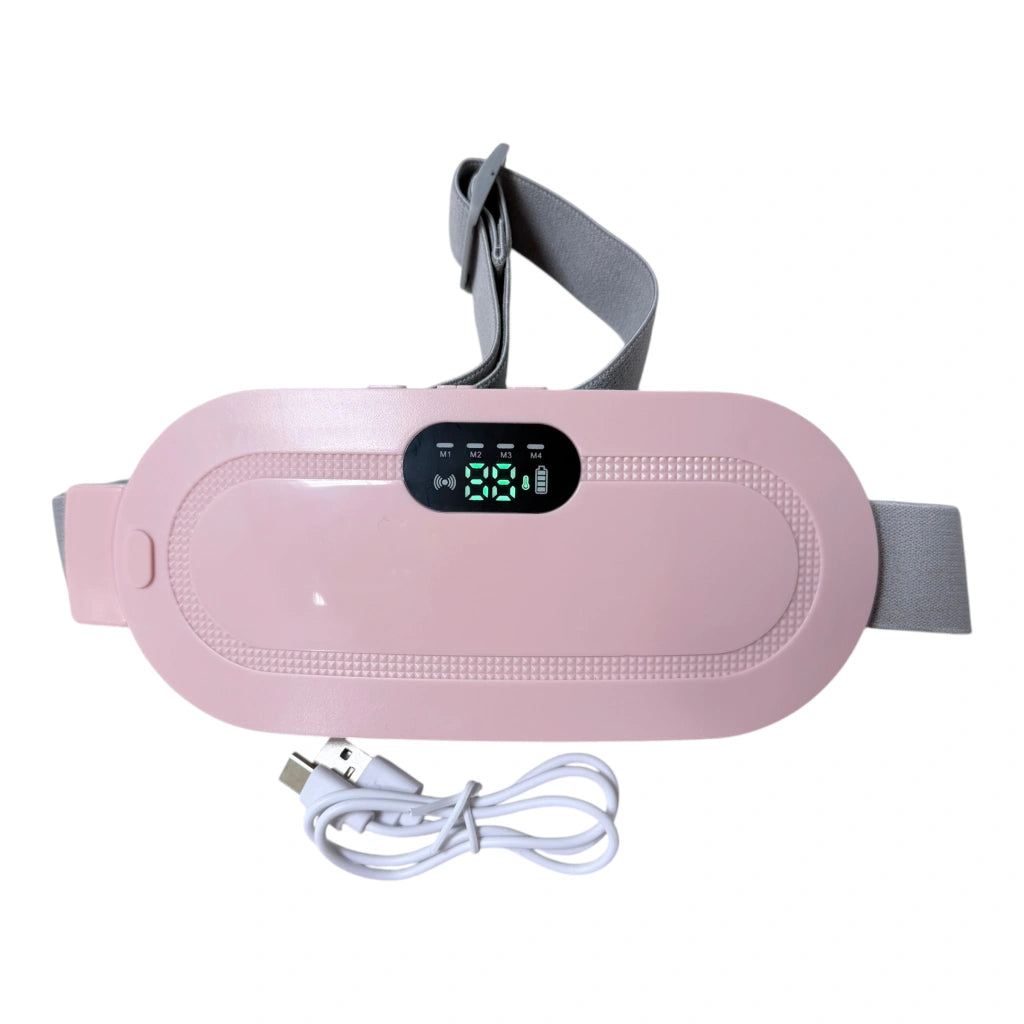 Almohadilla térmica inalámbrica con vibración para cólicos menstruales (rosa)