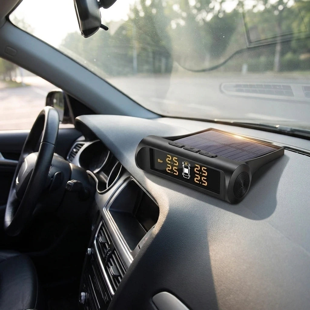 Monitor solar de presión de neumáticos TPMS con 4 sensores