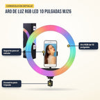 Aro de luz RGB LED 10 pulgadas MJ26: partes del producto en detalle