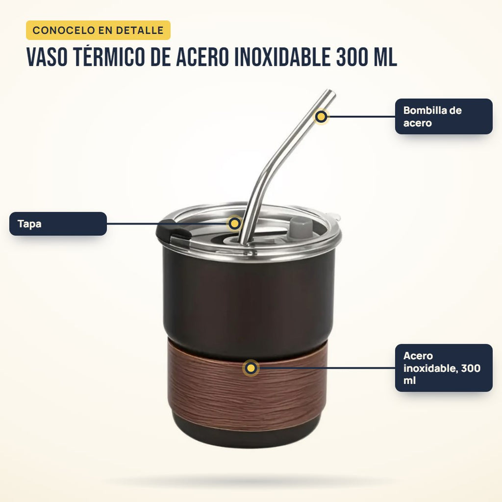 Vaso térmico de acero inoxidable 300 ml: partes del producto en detalle