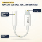 Adaptador Lightning a jack 3,5 mm Ibek IK-A001: partes del producto en detalle