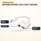 Adaptador Lightning a jack 3,5 mm y carga Ibek IK-A010: partes del producto en detalle