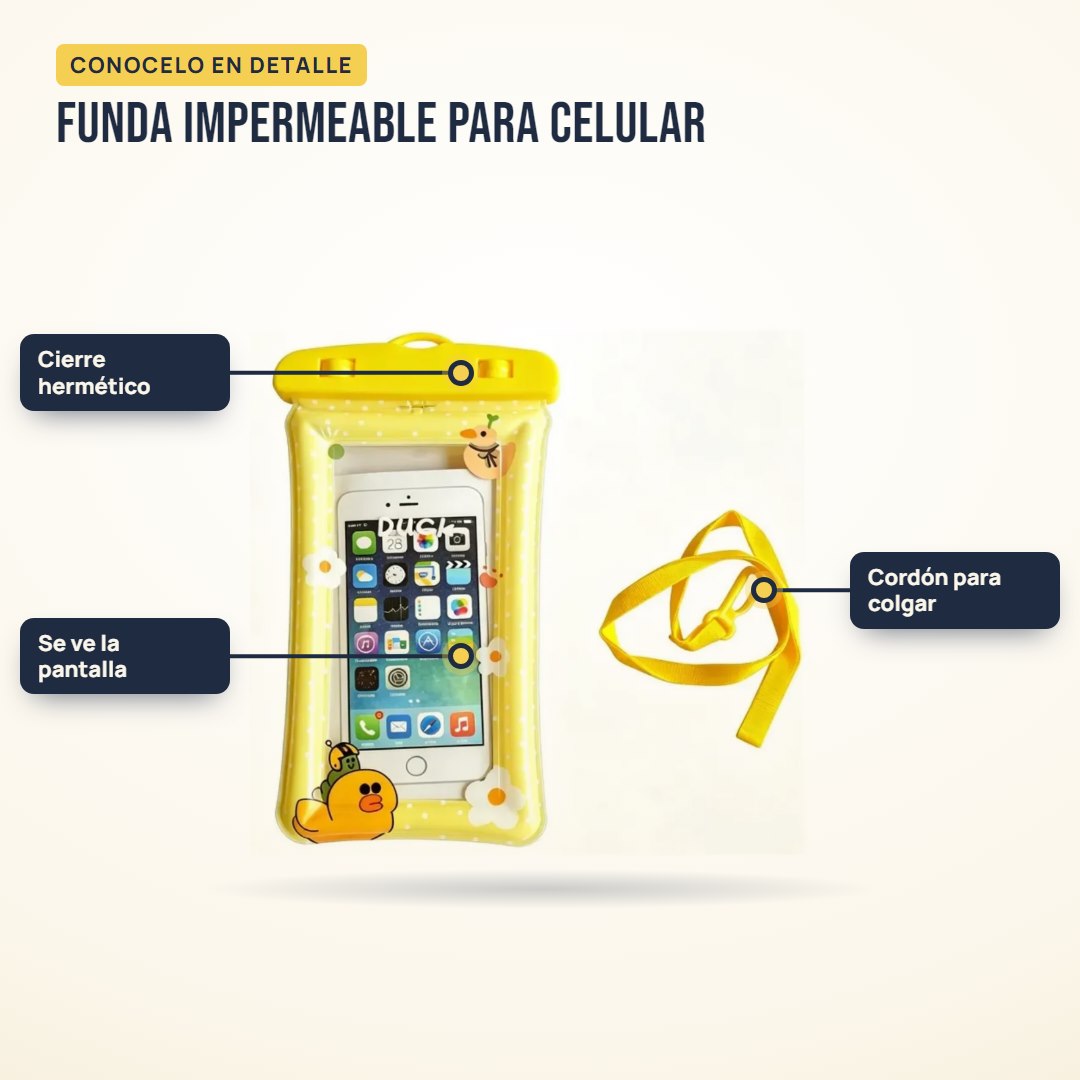 Funda impermeable para celular: partes del producto en detalle