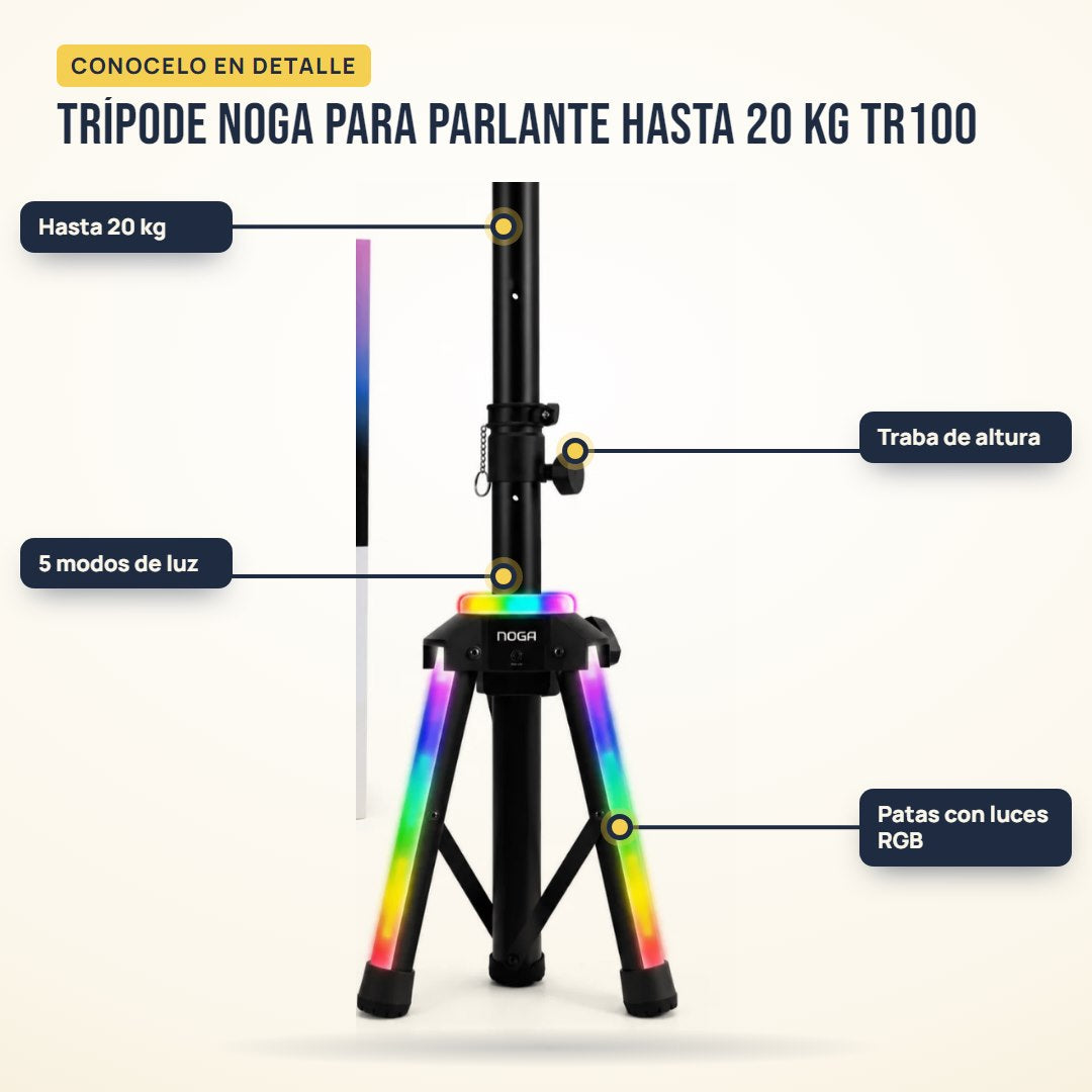 Trípode Noga para parlante hasta 20 kg TR100: partes del producto en detalle