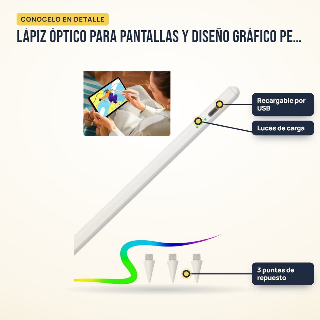 Lápiz óptico para pantallas y diseño gráfico Pen B7: partes del producto en detalle