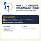Aro de luz LED 10 pulgadas, tonos blancos: beneficios, características y qué incluye