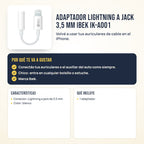 Adaptador Lightning a jack 3,5 mm Ibek IK-A001: beneficios, características y qué incluye