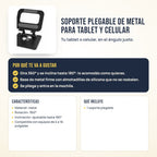 Soporte plegable de metal para tablet y celular: beneficios, características y qué incluye