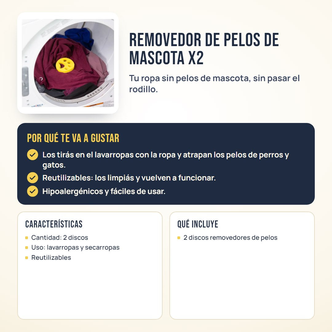 Removedor de pelos de mascota para lavarropas x2: beneficios, características y qué incluye