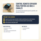 Control remoto copiador para portón 433 MHz 4 canales: beneficios, características y qué incluye