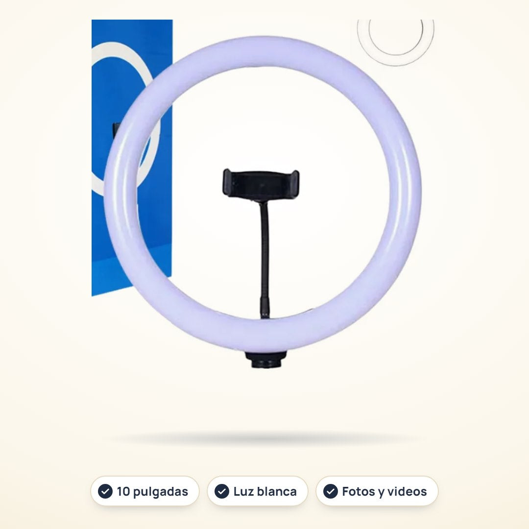 Aro de luz LED 10 pulgadas, tonos blancos