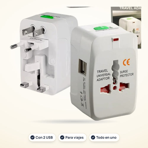 Adaptador universal de viaje con 2 USB