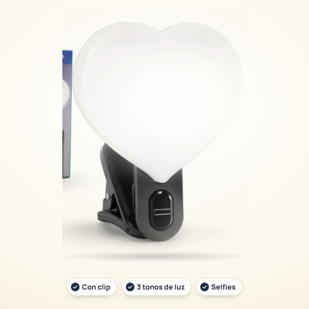 Luz para selfies con clip de 3 tonos blancos DY-04