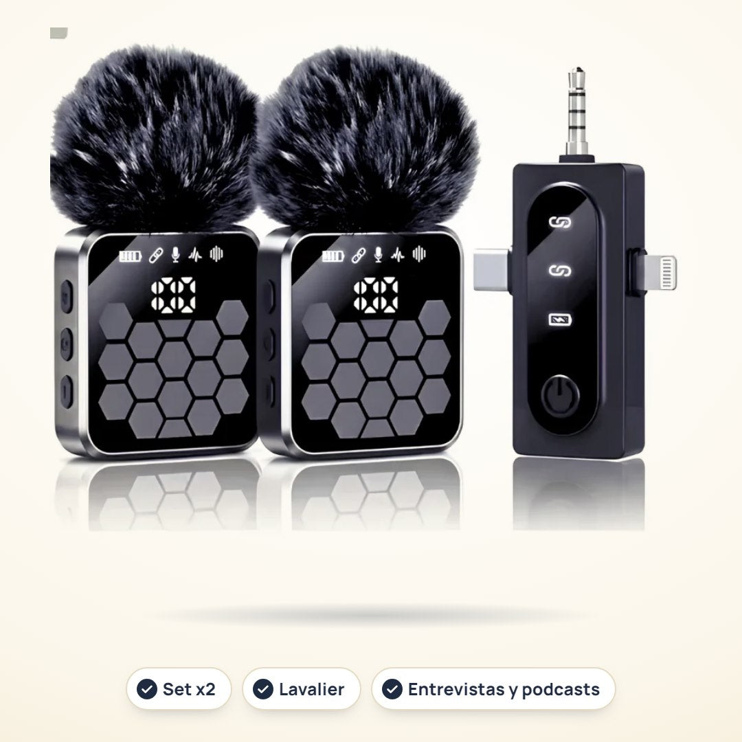 Micrófono corbatero doble QY66 lavalier