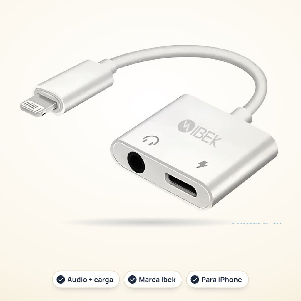 Adaptador Lightning a jack 3,5 mm y carga Ibek IK-A010