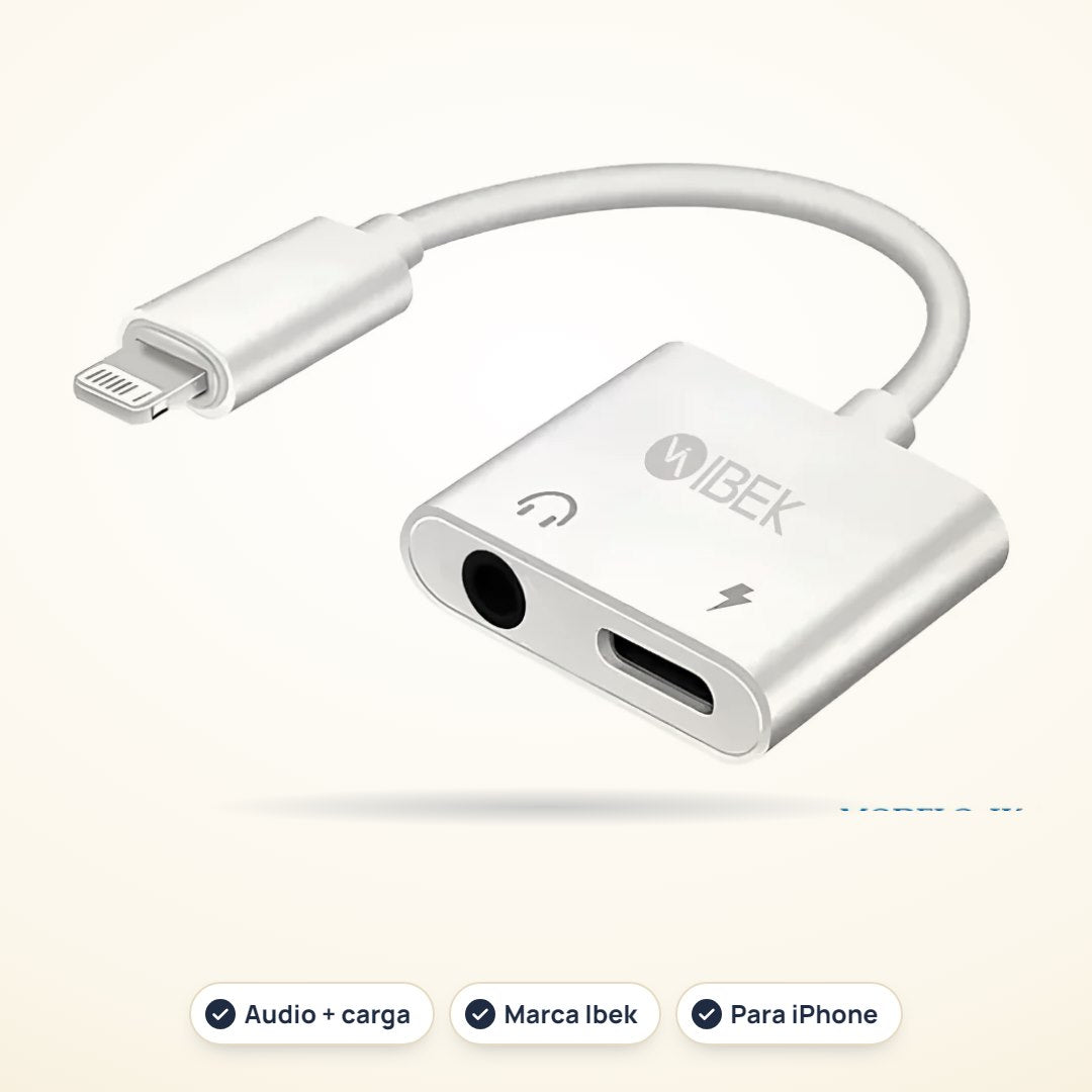 Adaptador Lightning a jack 3,5 mm y carga Ibek IK-A010