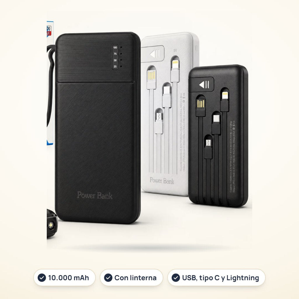 Incluido en el combo: Power bank 10.000 mAh