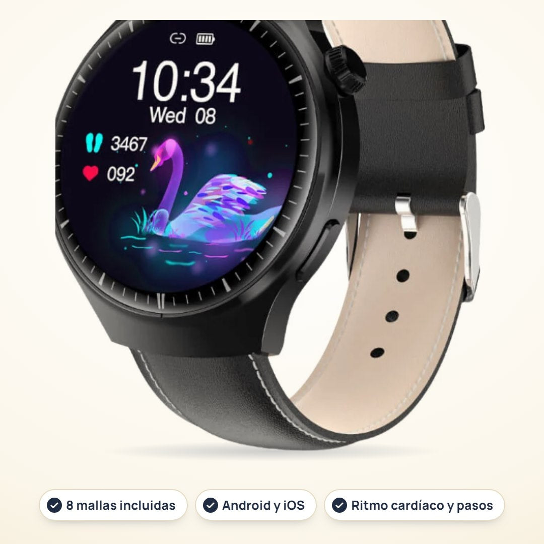 Smartwatch redondo 8 en 1 Watch 4 Pro